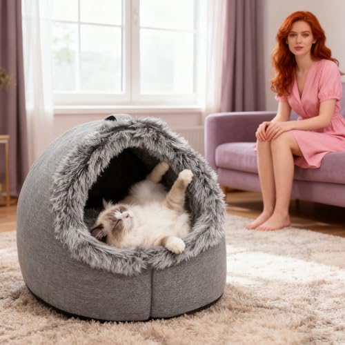 Mppchhn Katzenbett Höhle | Warme Beruhigende Winter Haustierbedarf,Kleines Hundebett Katzenhöhle | Für Welpen Kleine Hunde Schlafen Innen Schlafzimmer Wohnzimmer Balkon Zuhause Wohnung