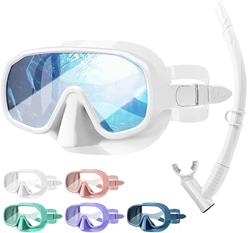 Juego de esnórquel para adultos, equipo de esnórquel para adultos con vidrio templado de 180°, juego de máscara de esnórquel antivaho sin marco,