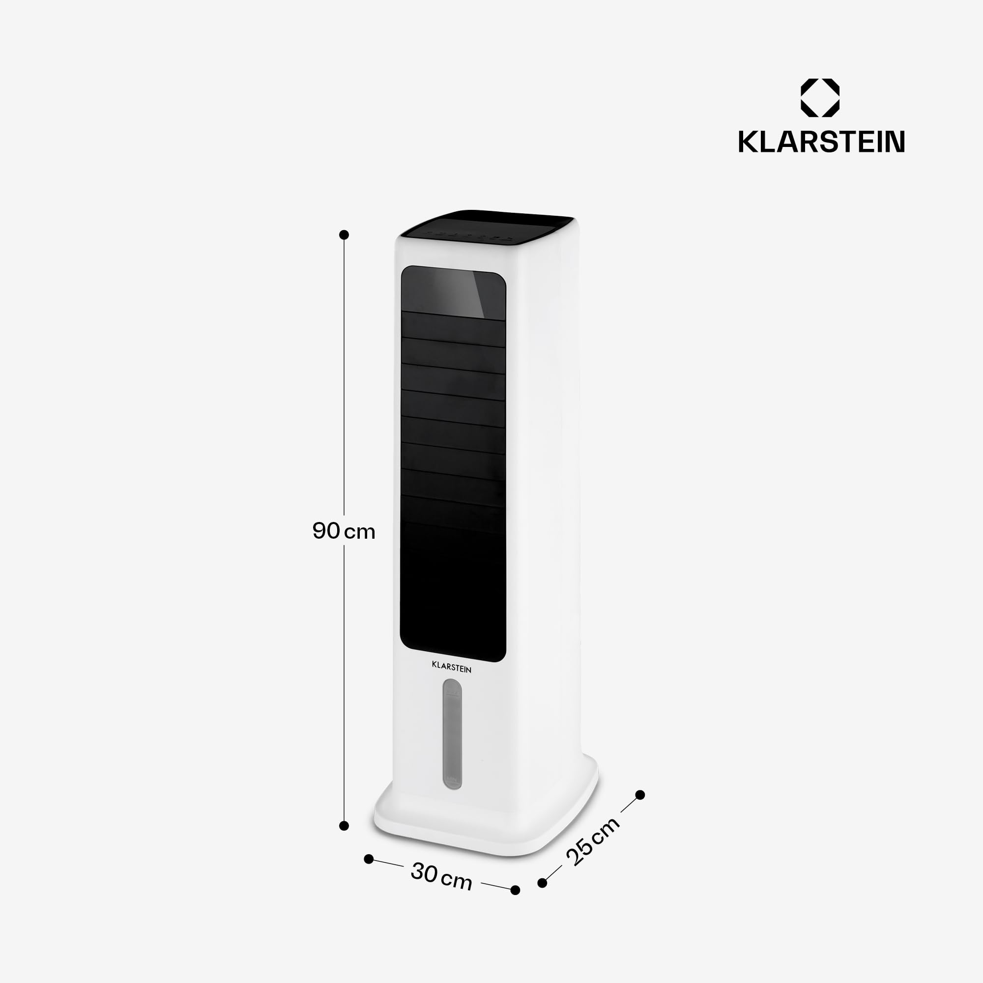 Klarstein Rafraichisseur d'Air 4 en 1 Climatiseur Portable, App Mobile, Humidificateur, Ventilateur, Ioniseur, Climatiseur Mobile Sans Évacuation, Pack Glacons, 60W, Puissant Débit d'Air 450m³/h, 6L