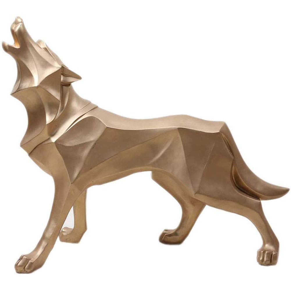 Statue loup géométrique blanche pour décoration bureau et étagère de salon tendance