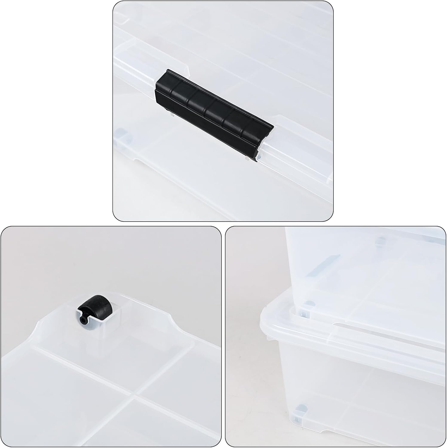 50 L Large Plastic Under Bed Storage Containers, Clear Plastic Underbed Storage Bins with Wheels, 3-Pack