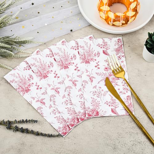 Servilletas de papel para invitados con diseño desechable bicolor rojo y blanco suave 4