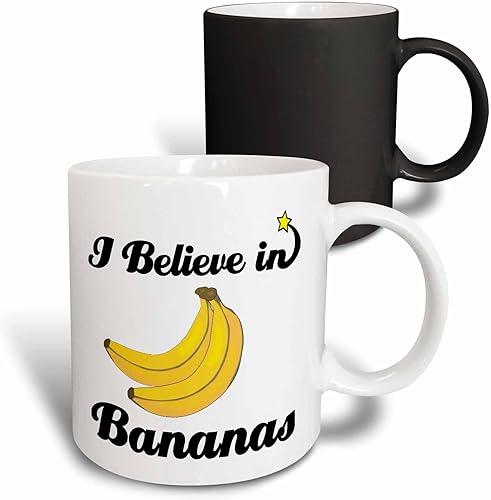 Miniatura 14 de 3dRose I Believe in Bananas - Taza de dos tonos, 11 onzas, negro/blanco