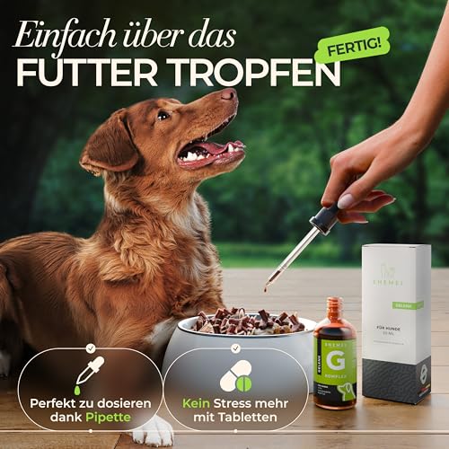 ENEMEL Gelenk Komplex Hund Tropfen 30 ml – flüssiges Nahrungsergänzungsmittel Hund mit Kollagen, Hyaluronsäure & MSM, Alternative zu Tabletten oder Kapseln, zur täglichen Fütterung, Made in Germany
