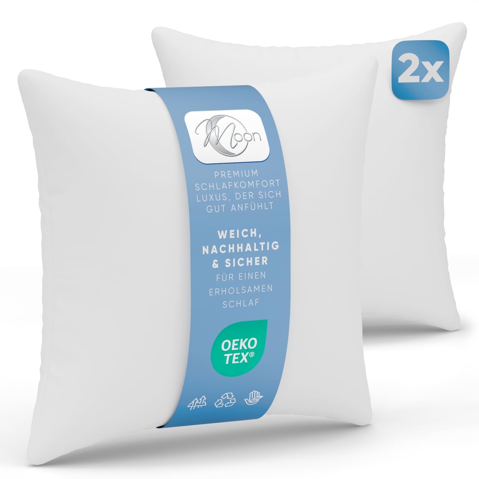 Moon Confezione da 2 Cuscini Imbottiti 50x50 cm per Divano 440 g Classic Peached Touch