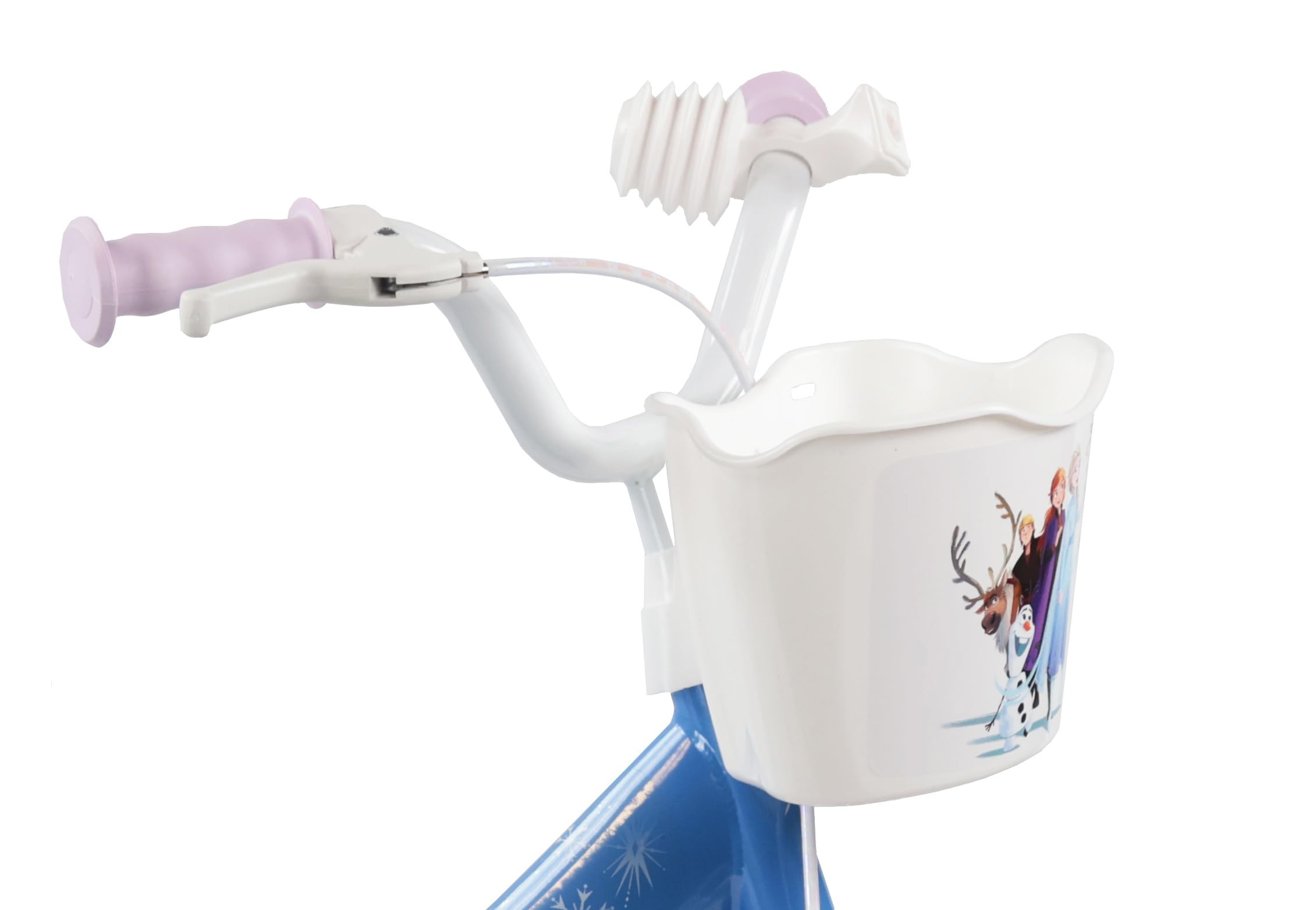 Vélo 12' Reine des Neiges/Frozen de Disney équipé de 1 Frein, Panier Avant, Porte poupée arrière, Garde boues, Carter et stabilisateurs !