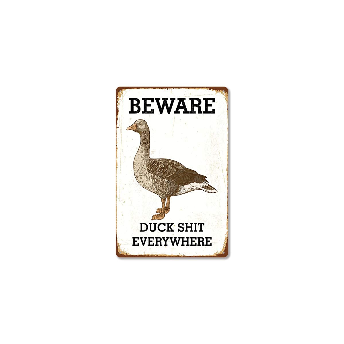 peiyeety Beware Duck Shit Everywhere Signs-Metal Tin Exquisite Wall Art Decor Inspirational Gift Positive Affirmations Hanging Signs for Office Classroom Home Living Room Bedroom Wall Decor 8"x12"