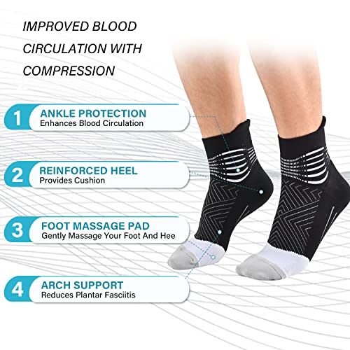 IRAMY Compression Ankle Support Socks Women - Coolmax Wicking, Cushioned Athletic, Plantar Fasciitis Relief 2/3/6 Pairs4