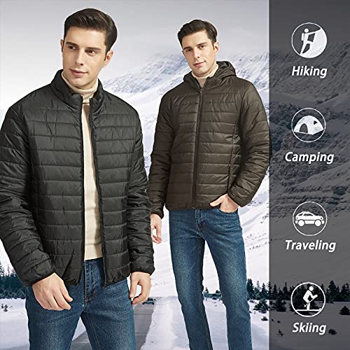 MADHERO Mens Packable Hooded Puffer Jacket Lightweight Water-Resistant Quilted Puffy Outerwear with Hood3