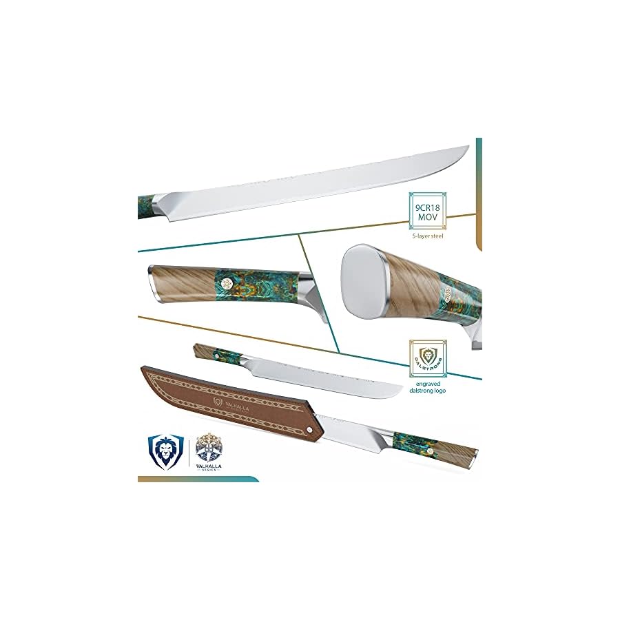 Dalstrong Slicing Knife - 12 inch Slicer - Valhalla Series - 9CR18MOV HC Steel - Celestial Resin & Wood Handle - Razor Sharp Kitchen Knife - Carving Knife - BBQ, Brisket Knife - w/Leather