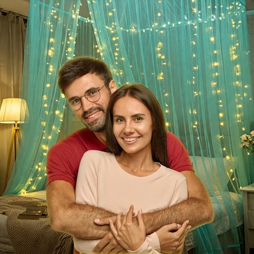 Image of Special You Canopy Tent for Decoration, Canopy for Bedroom, Unstitiched Turquoise net Cloth for Decoration 5 mtr Long, Aesthetic Room Decor, Backdrop for Decorations