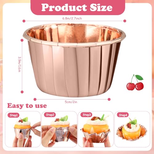 Image of 300 Pack Champagne Gold Cupcake Liners Disposable Foil Muffin Cup