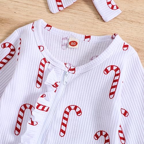 Newborn Baby Girls Christmas Outfit Infant White Footie Romper3