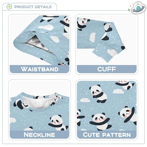 JUNZAN Cartoon Cute Pandas Dots Little Kids Sweatshirts Hoodies Crewneck Kids Hoodies Boys Sports 4T3