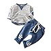 Produktbild Baby Pullover Sets Sweatshirts + Hosen Zhen+ 0-4 Jahre Unisex Baby Jungen Mädchen Streifen Sweater Kordelzug Hosen Baumwolle Langarm Kleidung Set