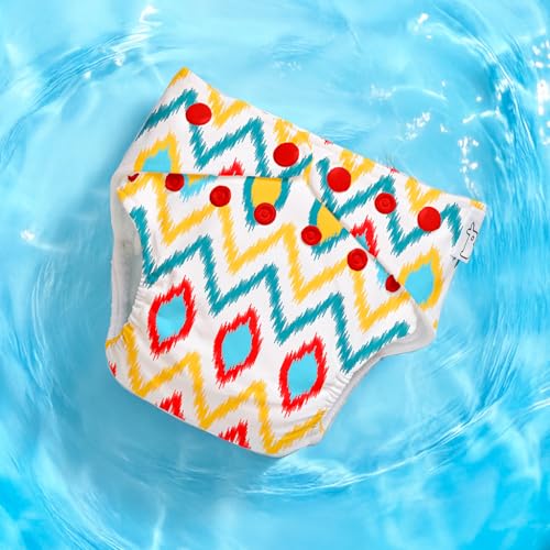Image of SuperBottoms Swimming Diapers for Babies & Toddlers - Reusable & Adjustable Swim Diapers - Washable Cloth Diapers - Skin Friendly Fabric - Easy to Clean - Fits 3M - 3Y