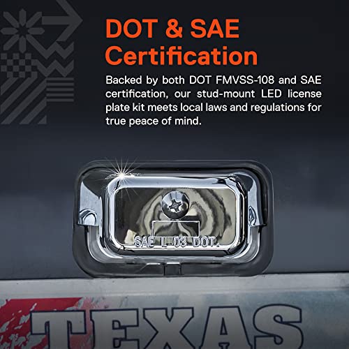 Led License Plate Trailer Light [Stud Mount] [Dot Fmvss 108] [Sae L] [Chrome-Finish] [Waterproof] [12V Dc] License Tag Lights For Utv Atv Trailer Truck Rv Boat #TOP3