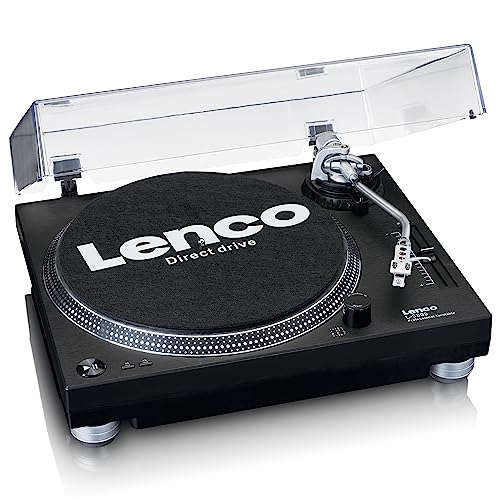 Lenco L-3809 Tocadiscos DJ - USB - con accionamiento Directo - preamplificador - 33 y 45 RPM - mmc - RCA - Salida de línea - Negro