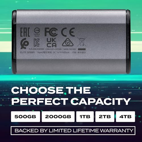 Image of ADATA SE880 1TB External Solid State Drive /SSD, USB 3.2 Gen 2x2 Type-C, Fast Speeds of up to 2000 MB /s - AELI-SE880-1TCGY (Titanium Gray) | Secure and Fast Data Transmission, Safe Data Storage, Supports Gaming Consoles, USB-C Port, AELI-SE880-1TCGY
