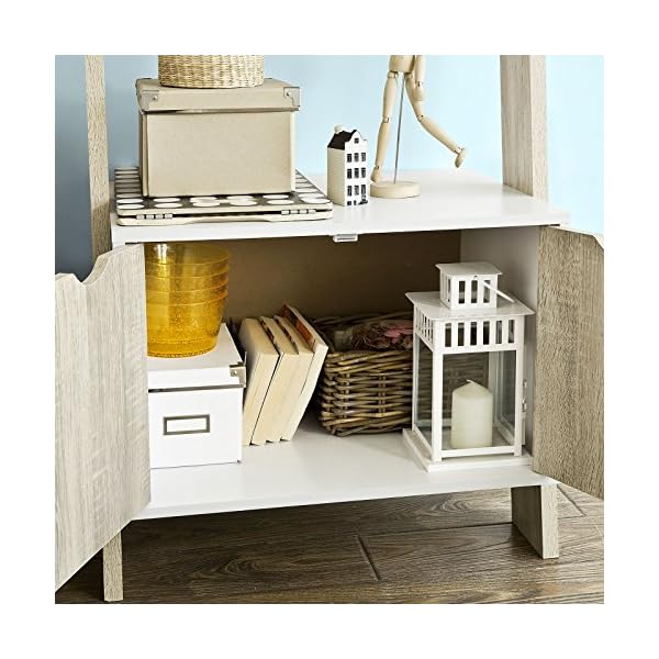 SoBuy® 3 Shelves 1 Cabinet Wall Shelf Ladder Shelf Bookcase Storage Display Shelving Unit, FRG110-WN - Image 8