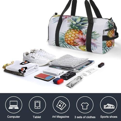 Sac de sport étanche avec compartiment à chaussures imprimé ananas