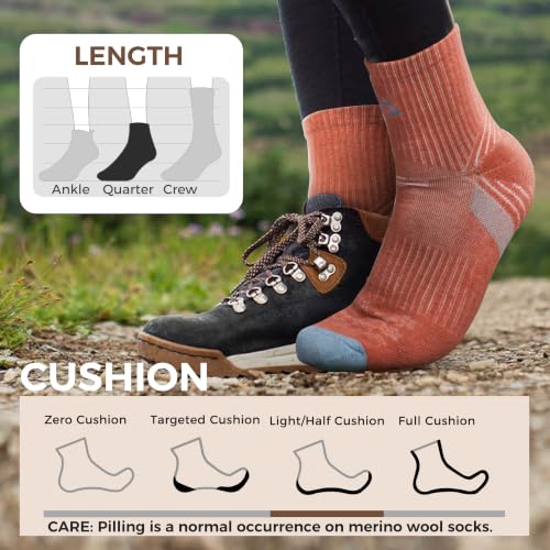 Image of innotree Merino Wool Hiking Socks for Women Quarter Ankle Crew Thermal Cushion Moisture Wicking Socks,5 Pairs