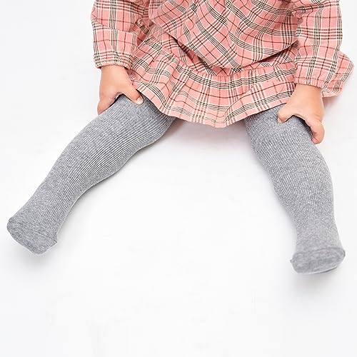 Image of Stelle Toddler Girls Tights Baby Cable Knit Stockings Thick Cotton Legging | Thick Cotton Legging, Winter Warm Pantyhose, Footed, Thermal, Ribbed, Sweater Panty Hose, Under Dress, 3 Pairs, 12-18 Months