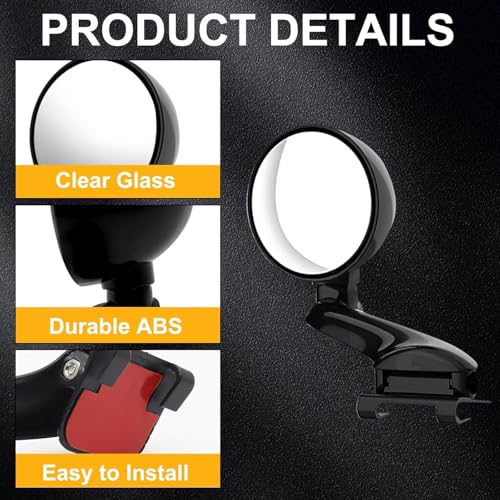 Image of Blind Spot Mirror Adjustable 360 Degree Car Side Mirror, HD Glass Rear View Exterior Accessories Frame Thickness Less than 5MM for Car SUV (long-armed Left)