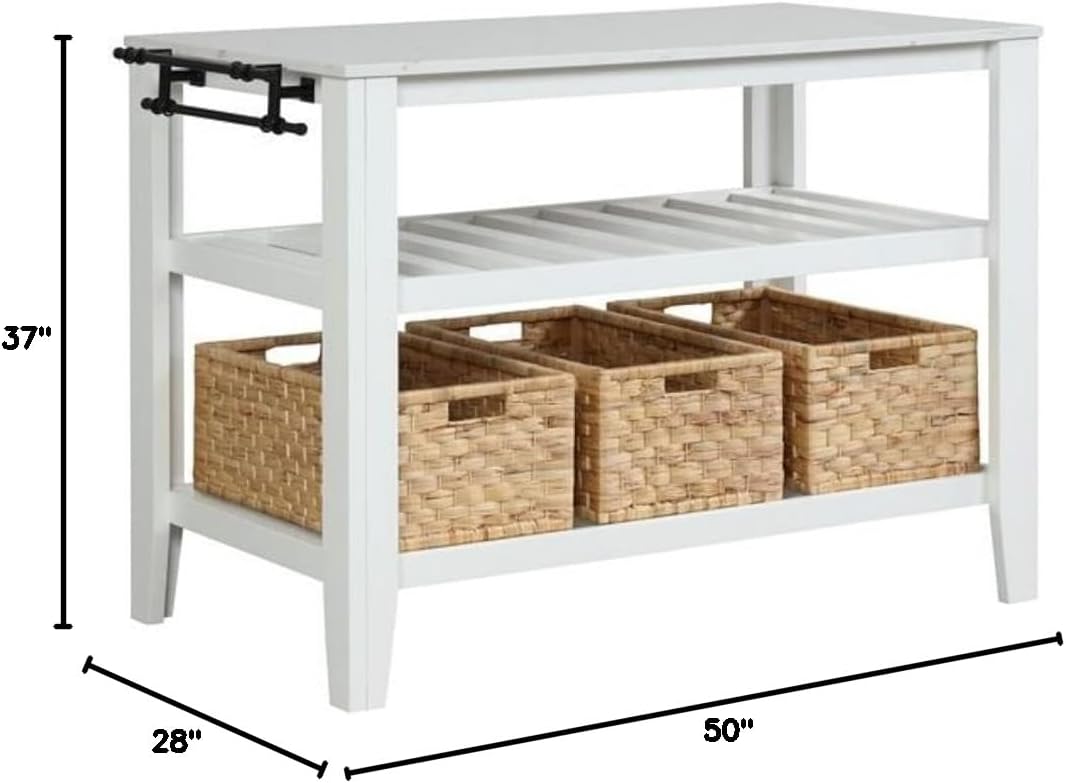 Acme Sezye 2-Shelf Wooden Kitchen Island in White Finish