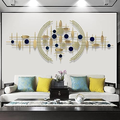 Image of ULTRA SHINE HOME DECOR Modern 3D Creative Rounds & Lines Metal Wall Art Geometric for Home Decoration, Bedroom, Living Room, Hotel & Restaurant Decor (50 x 24 Inch)