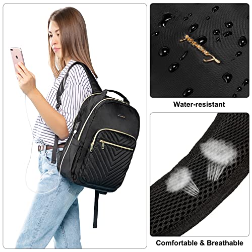 LOVEVOOK-Laptop-Backpack-for-WomenLaptop-Bag-for-Women-184-inchWaterproof-Travel-Backpack-PurseStylish-Womens-BackpackWork-Computer-Bags-Bookbag-Teacher-School-Back-Pack-with-USB-PortBlack