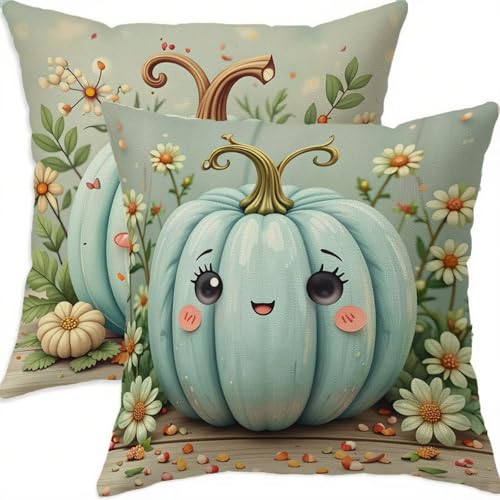 Taie Oreiller Double Face Lin 65x65cm Bleu de Haute Qualité - 2