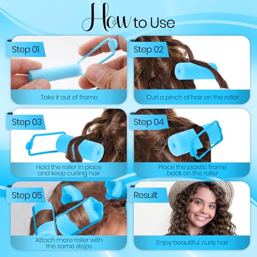 RamPro Conjunto de Rolos de Cabelo de Espuma, Rolos de Cabelo Sem Calor para Dormir, Autofixantes, R
