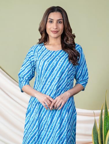 Image of Women's Straight Fit Printed Crepe Kurta, Casual Wear Kurti Design No 122
