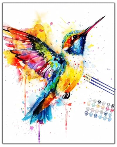 TATQUND Peinture par Numéro Adulte Colibri arc-en-ciel 1 40x50cm Bricolage Tableau Peindre par Nombre Jouets à peindre, cadeaux peints à la main Home Decor
