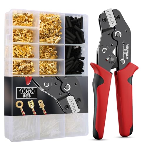 1050 Piezas Kit de Alicates de Terminales Crimpadora, AWG22-16/0.25-1.5 mm² Crimpadora Terminales Electricos, Crimpadora Punteras, Kit de Herramientas de Crimpado