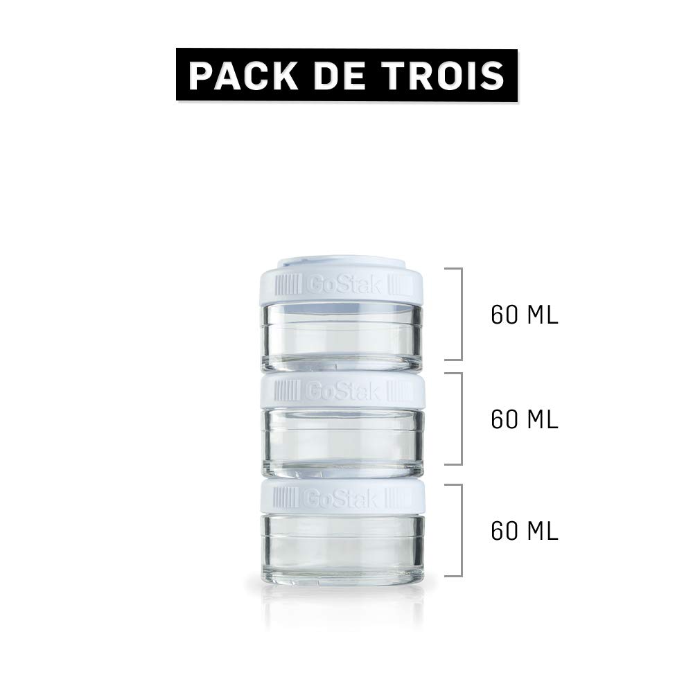 BlenderBottle GoStak Twist n' Lock Storage Jars, 100cc 3-Pak, White