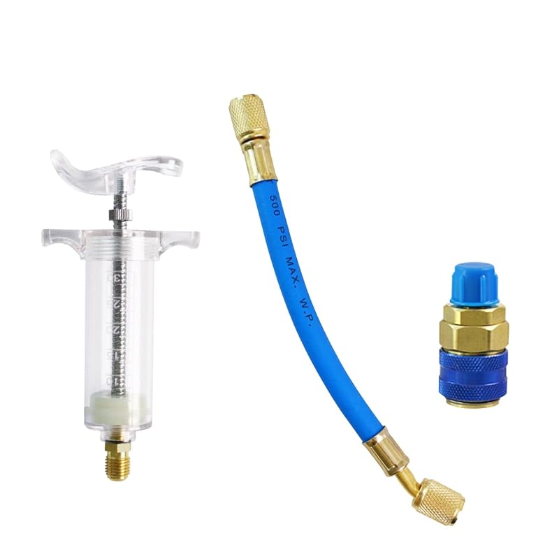Kit Injetor Manual de Corante e Óleo para Ar-Condicionado smilfuy 30 mL com Conector 1/4 SAE