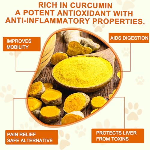JSBNQRMZ Curcumin für Hunde 180 Tabletten - Gelenke & Verdauung, Entzündungshemmend mit Curcumin und Piperin - Hochdosiert, Natürlich ohne Chemie