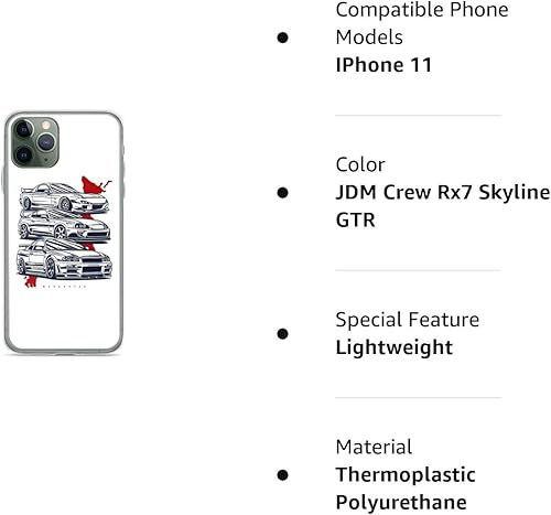 Miniatura 5 de Funda compatible con iPhone 11 JDM Crew Rx7 Skyline GTR Supra Collection protectora flexible suave TPU transparente funda de teléfono diseño fresco