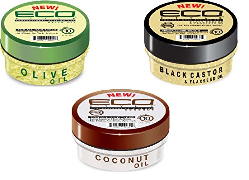 Eco Styling Gel 3 oz. Variety Set :Olive Oil, Black Castor Oil, Coconut Oil