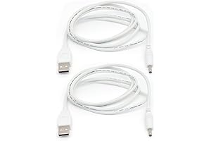 2PCS USB to 5V DC Power Cable White,4FT/1.2M USB to 3.5 x...