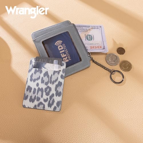 Image of Montana West X Wrangler Slim Credit Card Holder for Women Minimalist Zipper Pocket Wallet Rfid Blocking Thin Small Wallets With Keychain,ID Window and Removable Card Case