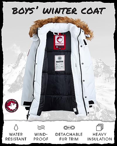 CANADA WEATHER GEAR Boys Winter Coat - Heavyweight Ski Jacket, Fur Trim Hood - Outerwear Parka (8-20)2