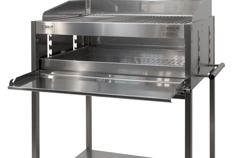 Schickling Holzkohlegrill "Walter XL - Basic" BBQ Edelstahlgrill Grillwagen, Rechteckig, 100% Edelstahl, Holzkohle Grill - Made in Germany - Direkt vom Hersteller