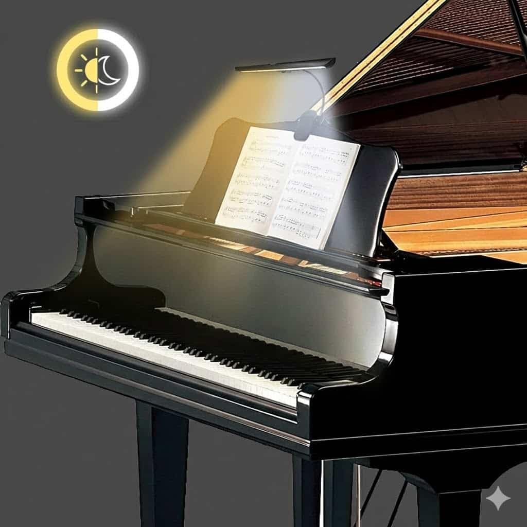 Infitronic IN18LEDNLR - 18 LEDs Recargables Partituras/Lámpara de Piano/Lámpara de lectura/Pinza Regulable 2 Modos de Color Negro