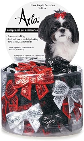 Aria Nina Sequin Barrettes for Dogs, 36-Piece Canisters