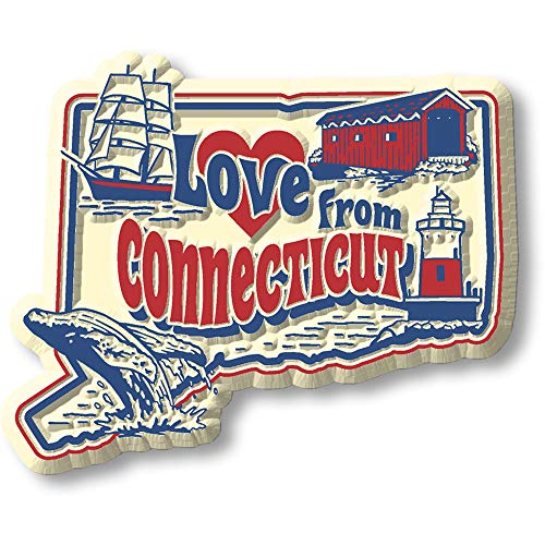 Imán Vintage Love from Connecticut 3D Caucho 2.7x2.2"