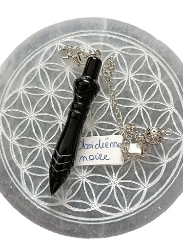 Pendule de Thot en pierres naturelles (gravés ou non) (obsidienne noire gravée)