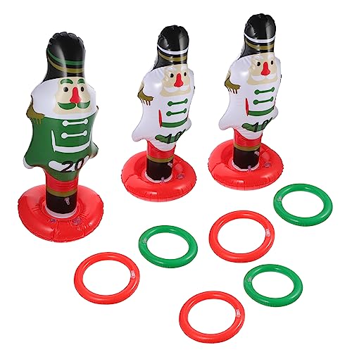 GOOHOCHY 15pcs Christmas Party Games Inflatable Nutcracker Ring Toss Ideal for Yard or Indoor Carnival Random Style